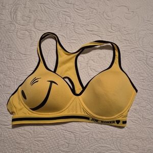Joe Boxer women's 40D yellow with black trim padded "Winky" sports bra EUC
